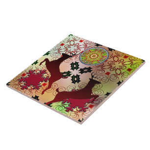 Ugly Sweater Christmas Reindeer Design Tile