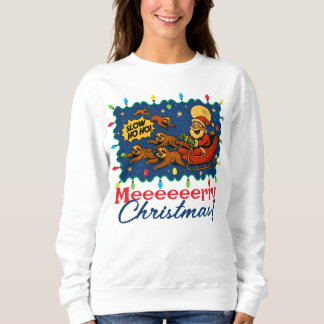Ugly sweater Christmas Santa sleigh sloth reindeer