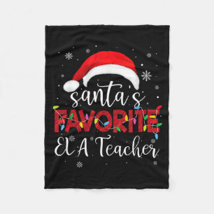 Ugly Sweater Christmas Santa's Favorite Ela Teache Fleece Blanket