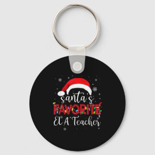 Ugly Sweater Christmas Santa's Favorite Ela Teache Key Ring
