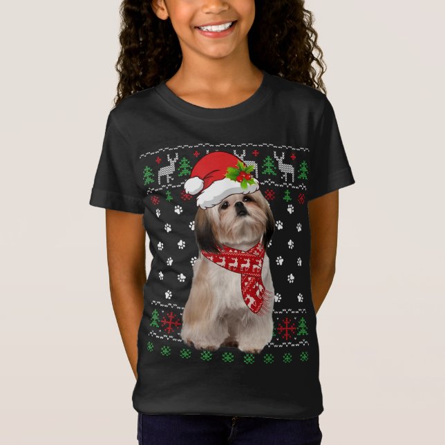 Ugly Sweater Christmas Shih Tzu Dog Puppy Xmas Paj (Front)