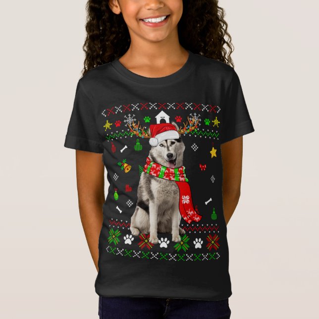 Ugly Sweater Christmas Siberian Husky Dog Puppy Xm (Front)