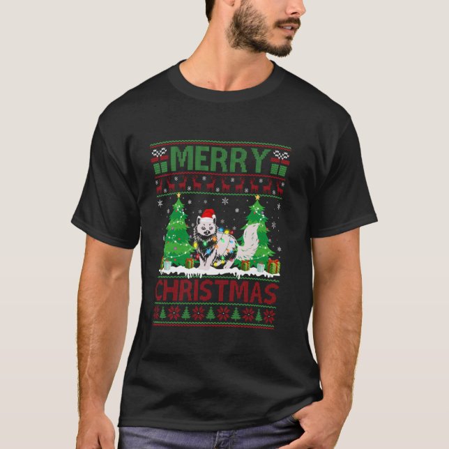 Ugly Sweater Christmas Tree Lighting Ragdoll Cat U (Front)