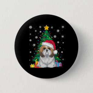 Ugly Sweater Christmas Tree Lights Shih Tzu Dog Sa 6 Cm Round Badge