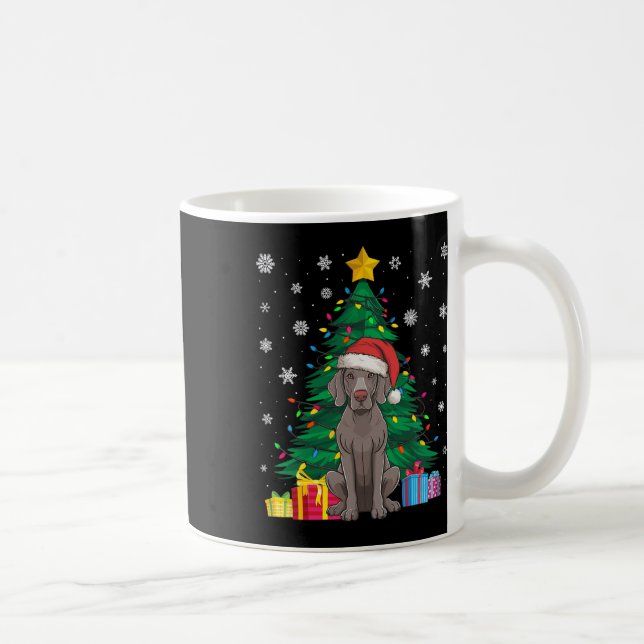 Ugly Sweater Christmas Tree Lights Weimaraner Dog  Coffee Mug (Right)