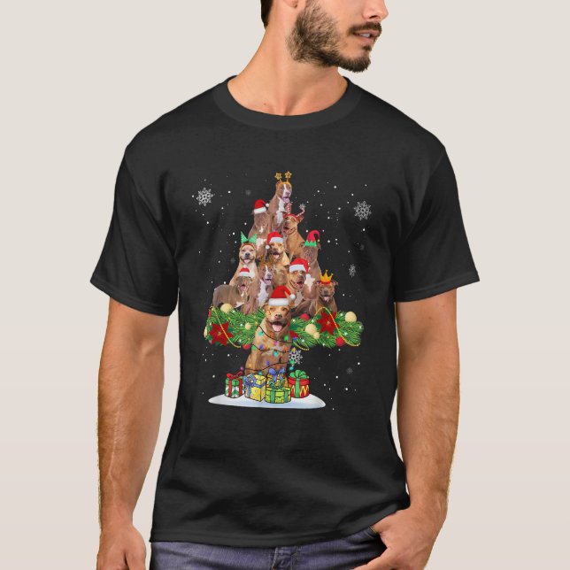 Ugly Sweater Christmas Tree Pitbull Dog Xmas Light (Front)