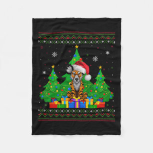 Ugly Sweater Christmas Tree Santa Hat African Wild Fleece Blanket