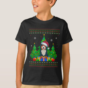 Ugly Sweater Christmas Tree Santa Hat Bernedoodle 