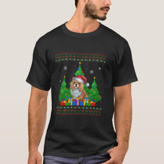 Ugly Sweater Christmas Tree Santa Hat Lhasa Apso D
