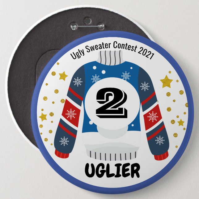 Ugly Sweater Contest Prize Button (Front & Back)