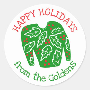 Ugly Sweater CUSTOM Holiday Christmas Classic Round Sticker