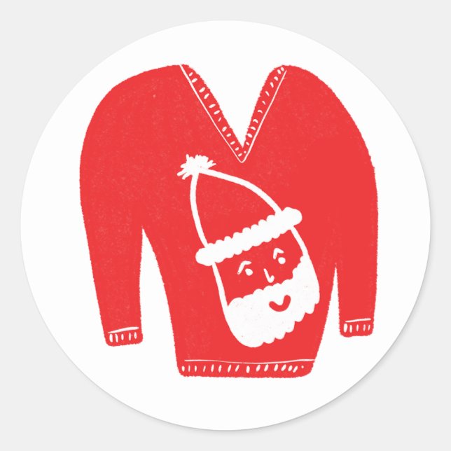 Ugly Sweater CUSTOM Holiday Christmas  Classic Round Sticker (Front)