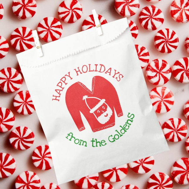 Ugly Sweater CUSTOM Holiday Christmas Gift  Favour Bags (Ugly Sweater Santa CUSTOM Holiday Christmas Gift Favor Bag
)