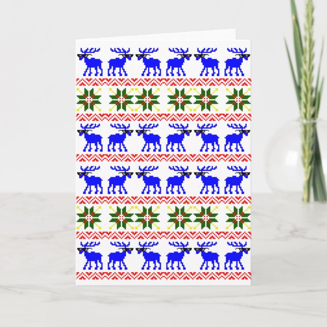 Ugly Sweater (Deal With It) Reindeer Christmas Holiday Card (Front)