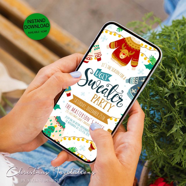 Ugly Sweater Digital Christmas Party Invitation (Creator Uploaded)