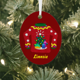 Ugly Sweater Felt Look Customise It Metal Tree Decoration