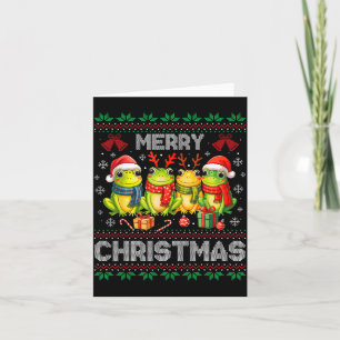 Ugly Sweater Frogs Santa Hat Reindeer Xmas Frog Lo Card