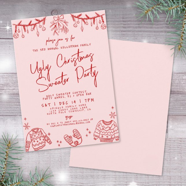 Ugly Sweater Hand Drawn Christmas Party Invitation (Ugly Sweater Hand Drawn Christmas Party Invitation)