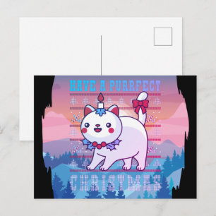 Ugly Sweater - Happy Cat Christmas Jumper Postcard