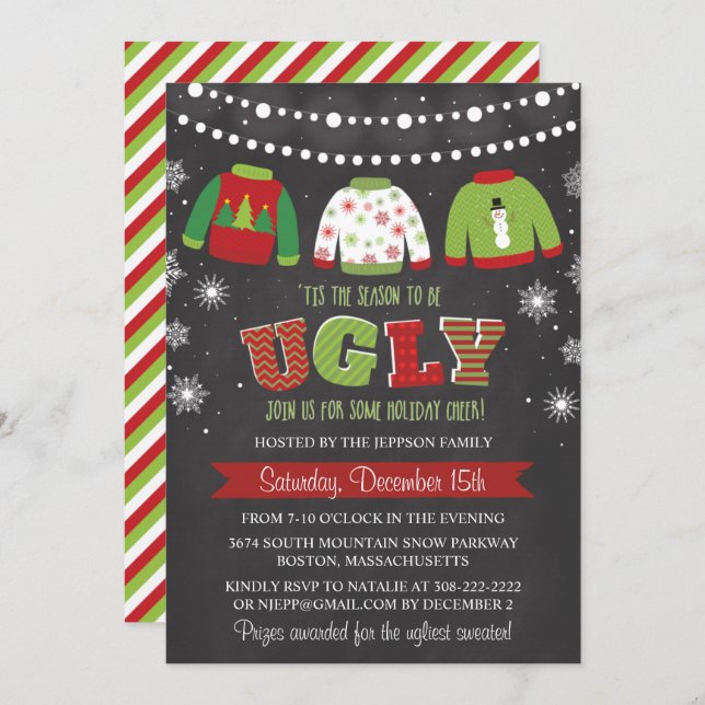 Ugly Sweater Holiday Christmas Party Invitation (Front/Back)