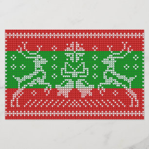 Ugly sweater jingle bells Xmas reindeers crochet