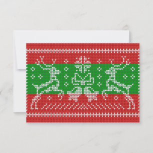 Ugly sweater jingle bells Xmas reindeers crochet Card