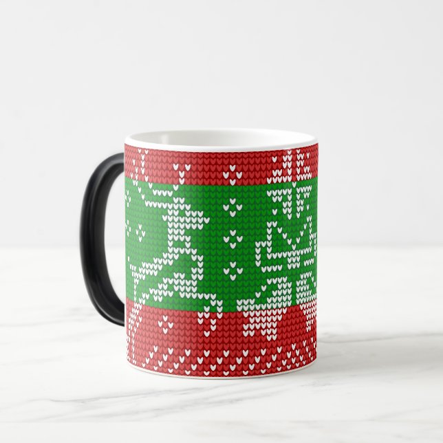 Ugly sweater jingle bells Xmas reindeers crochet Magic Mug (Front Left)
