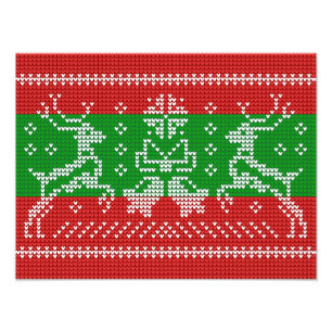 Ugly sweater jingle bells Xmas reindeers crochet Photo Print