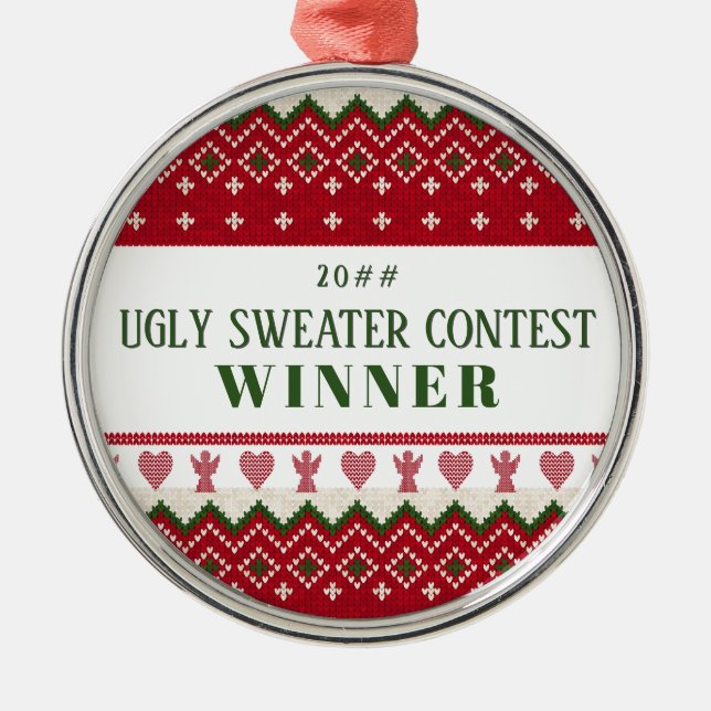 Ugly Sweater Knitted Hygge Angels Hearts Christmas Metal Tree Decoration (Front)