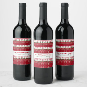 Ugly Sweater Knitted Hygge Angels Hearts Christmas Wine Label