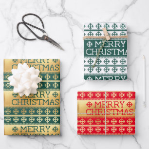Ugly sweater Merry Christmas knitted pattern Wrapping Paper Sheet