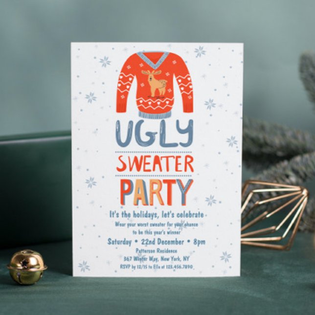 Ugly Sweater Modern Holiday Party Invitation (Creator Uploaded)