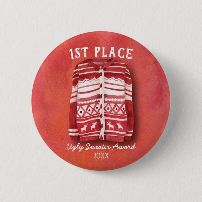 Ugly Sweater Office Christmas Party Award 6 Cm Round Badge (Front)