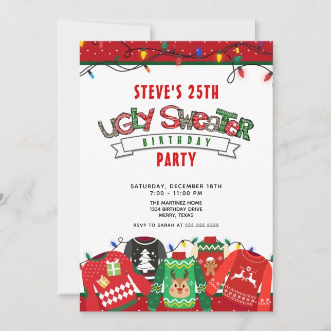 Ugly Sweater Party 25th Birthday Invitation (Front)