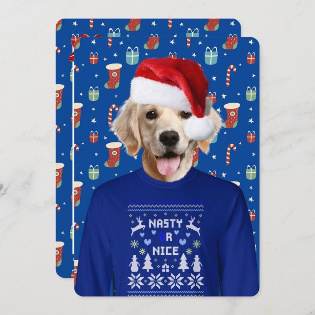 Ugly Sweater Party Golden Retriever Invitation (Front/Back)