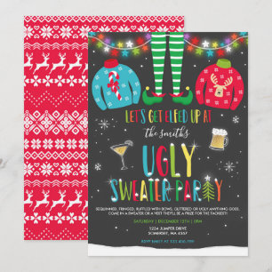 Ugly Sweater Party Invitation Christmas Elfed Up
