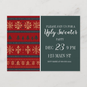 Ugly Sweater Party Invitation  Postcard