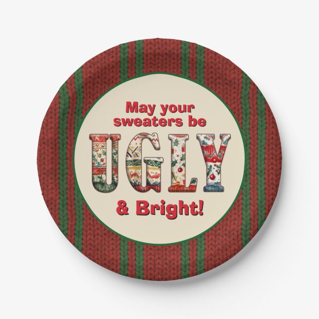 Ugly Sweater Party Paper Plate (Front)