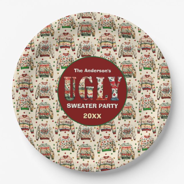 Ugly Sweater Party Paper Plate (Front)