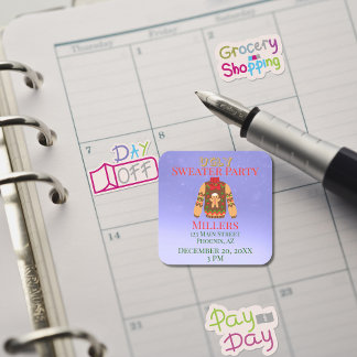 Ugly Sweater Party Reminder Square Sticker