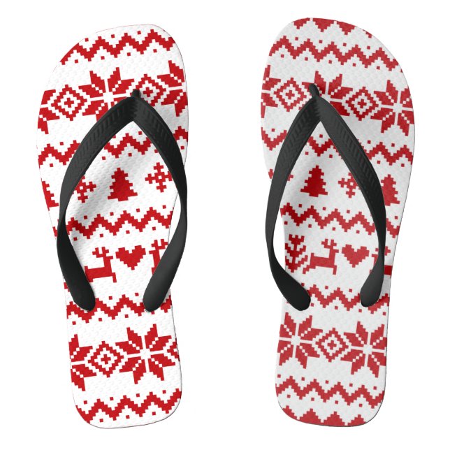 Ugly sweater pattern Christmas   Jandals (Footbed)