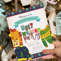 Ugly Sweater Pattern Christmas Party Invitation