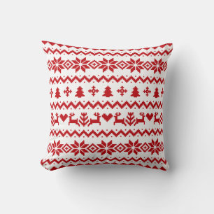 Ugly sweater pattern Christmas Throw Pillow