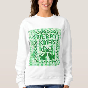 Ugly sweater pattern jingle bells and Merry Xmas w