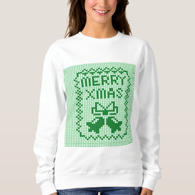 Ugly sweater pattern jingle bells and Merry Xmas w (Front)
