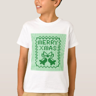 Ugly sweater pattern jingle bells and Merry Xmas w