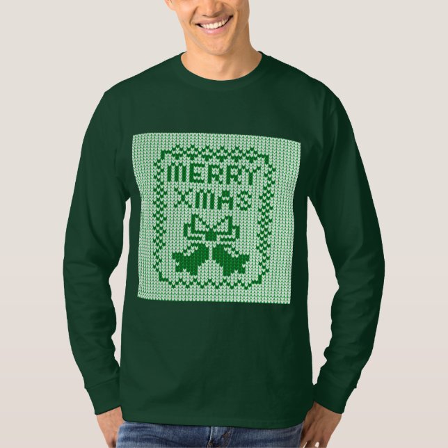 Ugly sweater pattern jingle bells and Merry Xmas w (Front)