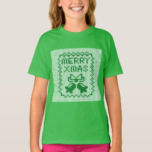 Ugly sweater pattern jingle bells and Merry Xmas w