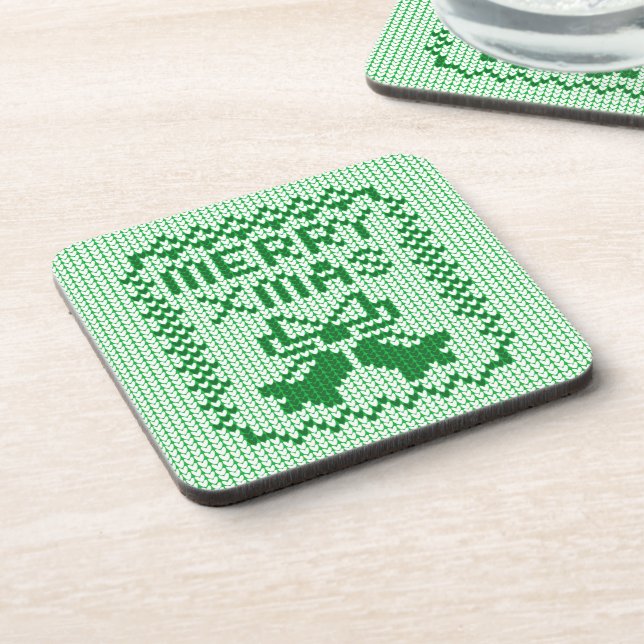 Ugly sweater pattern jingle bells and Merry Xmas w Coaster (Left Side)