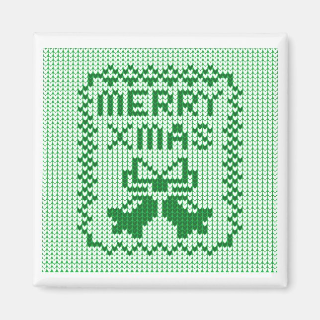 Ugly sweater pattern jingle bells and Merry Xmas w Magnet (Front)